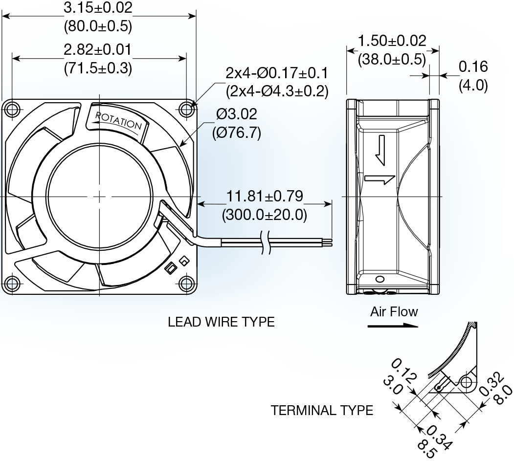 UF80AM 80mm AC Axial Fans - Mechatronics